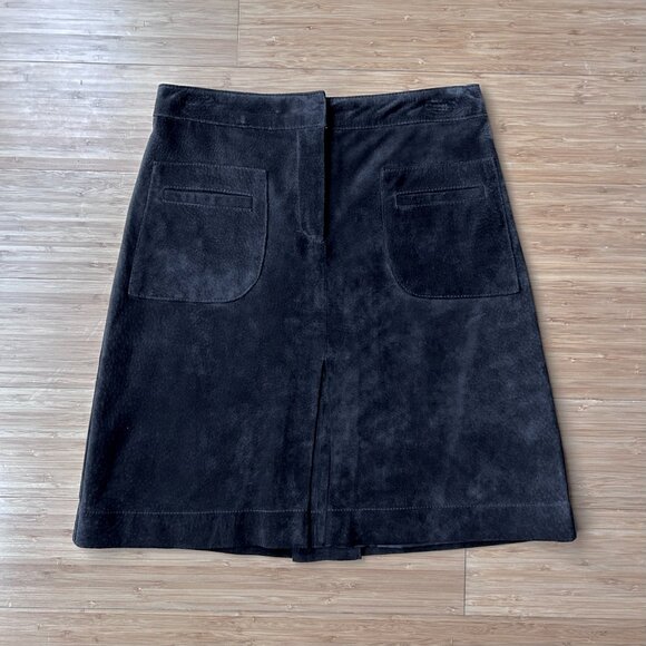 Vintage 90s Lilly Pulitzer 100% Suede Black A-Line Mini Skirt 2 | Luxe Essential - Picture 9 of 11
